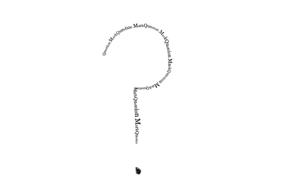 a question mark drawn with the words "question mark"